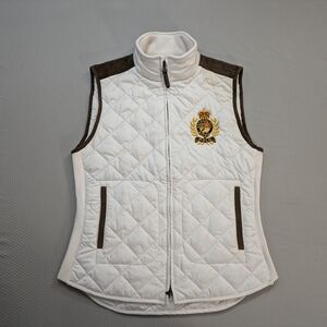Polo Ralph Lauren Quilted Full Zip Equestrian Vest Womens Size M Crest